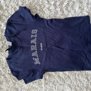 Navy Graphic Cropped Baby tee